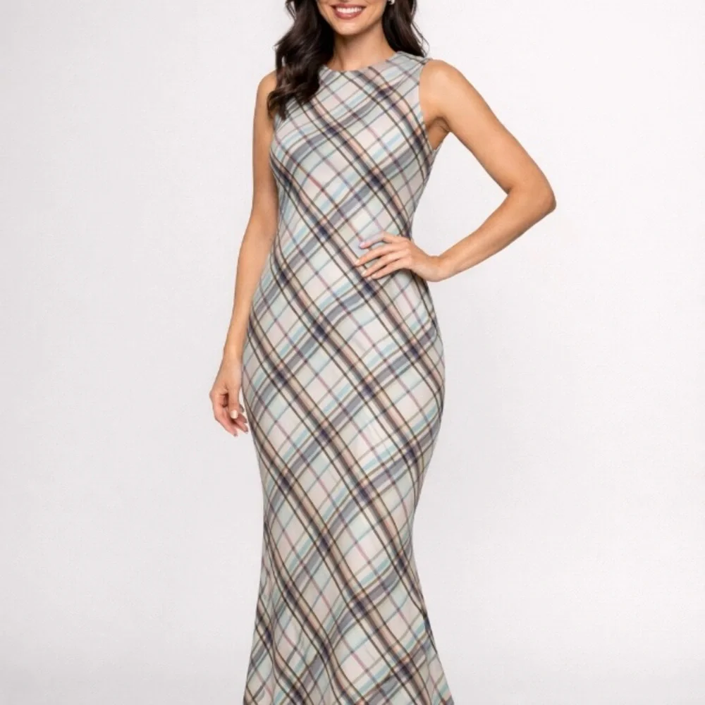 see you monday maxi dress See You Monday Dresses | See You Monday Plaid Sleeveless Maxi Dress | Color: Cream/Green | Size: M